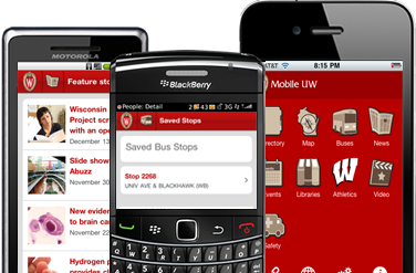 Photos of various phones showing m.wisc.edu Photos of various phones showing m.wisc.edu
